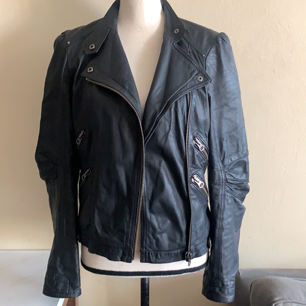 Zara Lamb Leather Biker Jacket - Picture 2 of 16